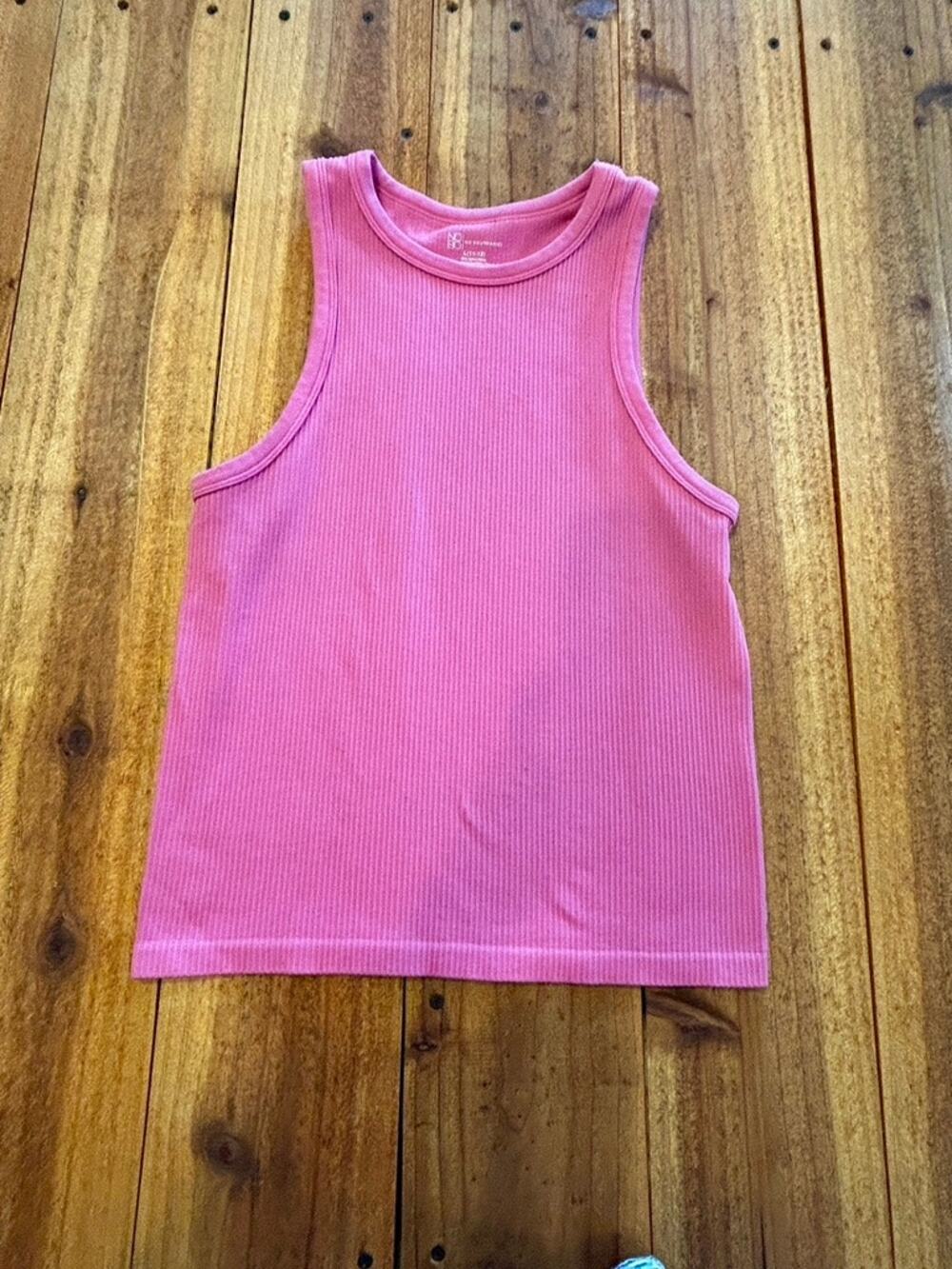 No Boundaries Bright Pink Ribbed High Neck Racerback Tank Top Size L (11-13)